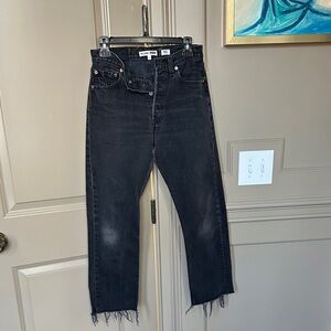 Re/Done Vintage Levis Charcoal Frayed Hem Jeans sz25